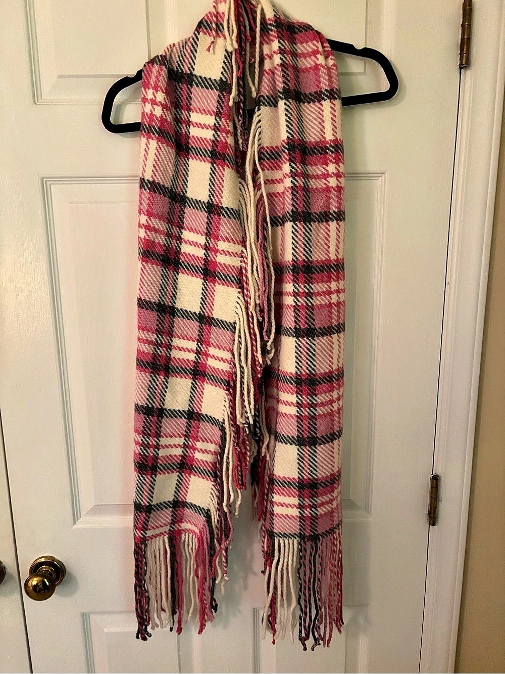 Banana Republic Plaid Wool Cashmere Scarf in Pink & Cream Like New
